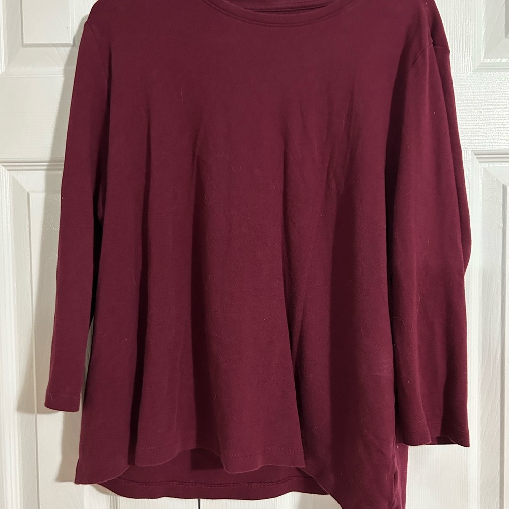Women's Burgundy Long Sleeve Top